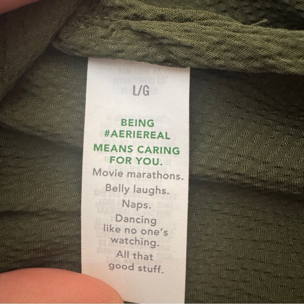 Aerie Smocked Ruched Mini Skirt NWT Green Tie Waist Flowy L - Picture 9 of 12
